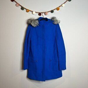 Talbots Italian Fabric blue wool blend cocoon coat